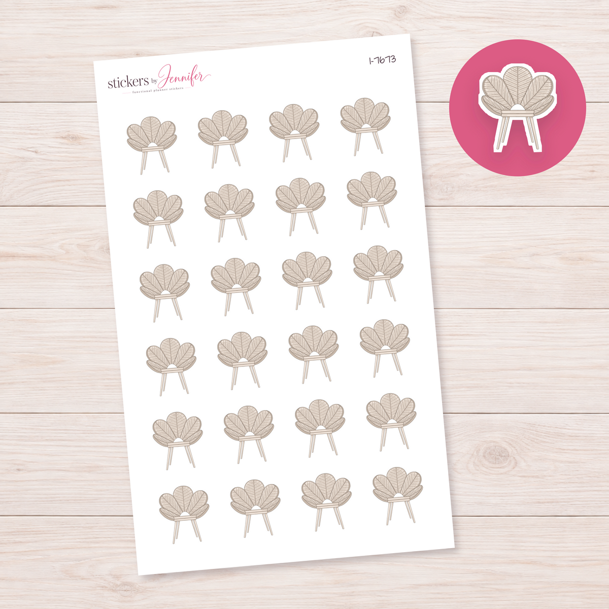 Leaf-Shaped Accent Chair Planner Stickers | I-7673