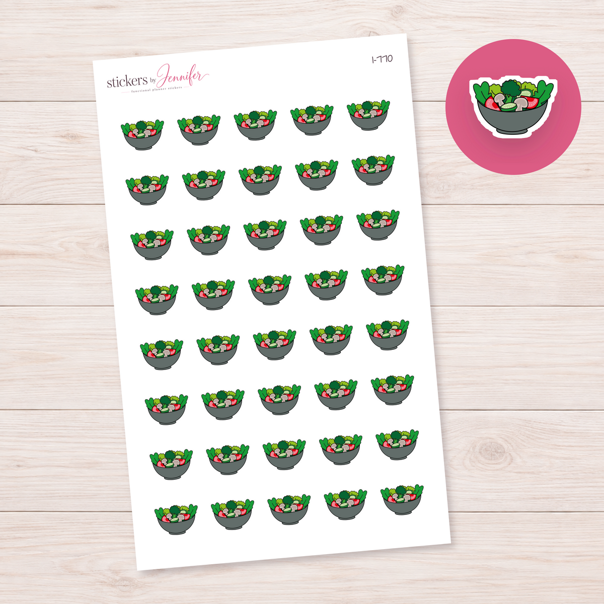 Charcoal Salad Bowl Planner Stickers | I-770