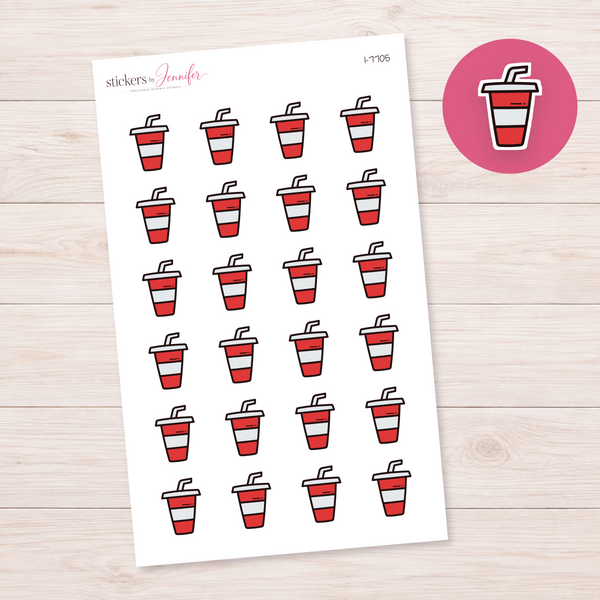 Red Takeaway Drink Planner Stickers | I-7705