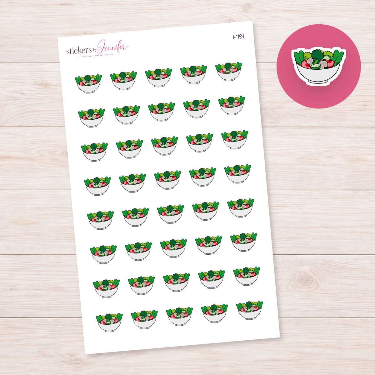Pale Gray Salad Bowl Planner Stickers | I-781