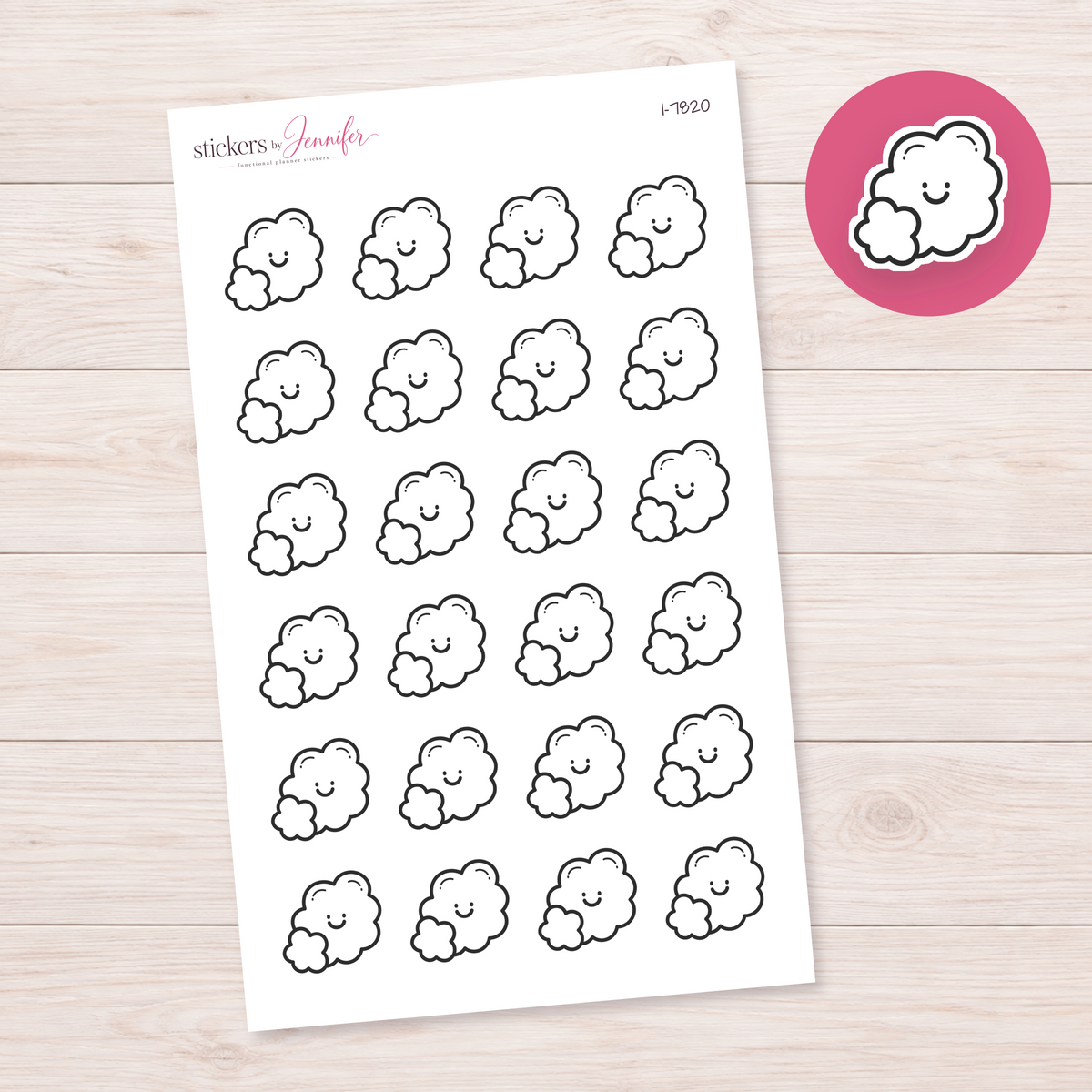 Outlined Happy Clouds Planner Stickers | I-7820