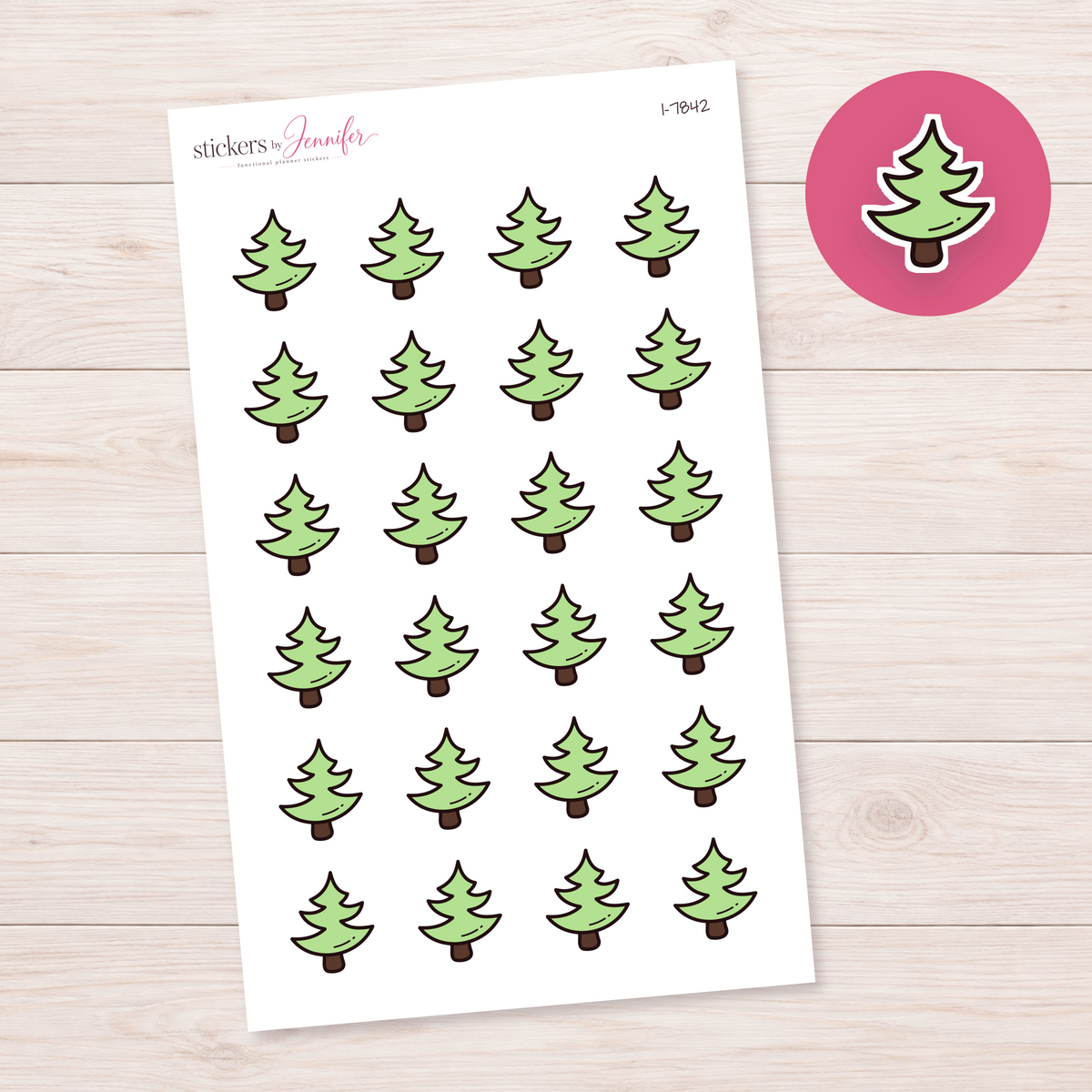 Simple Evergreen Icon Planner Stickers | I-7842