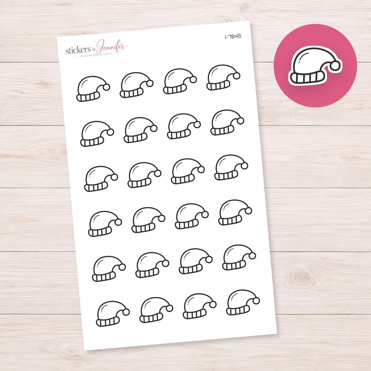 Santa Hat Outline Planner Stickers | I-7845