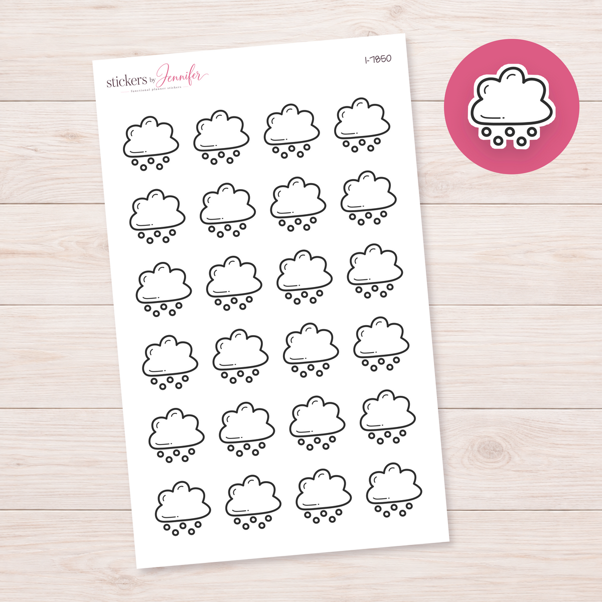 Outlined Snow Cloud Planner Stickers | I-7850