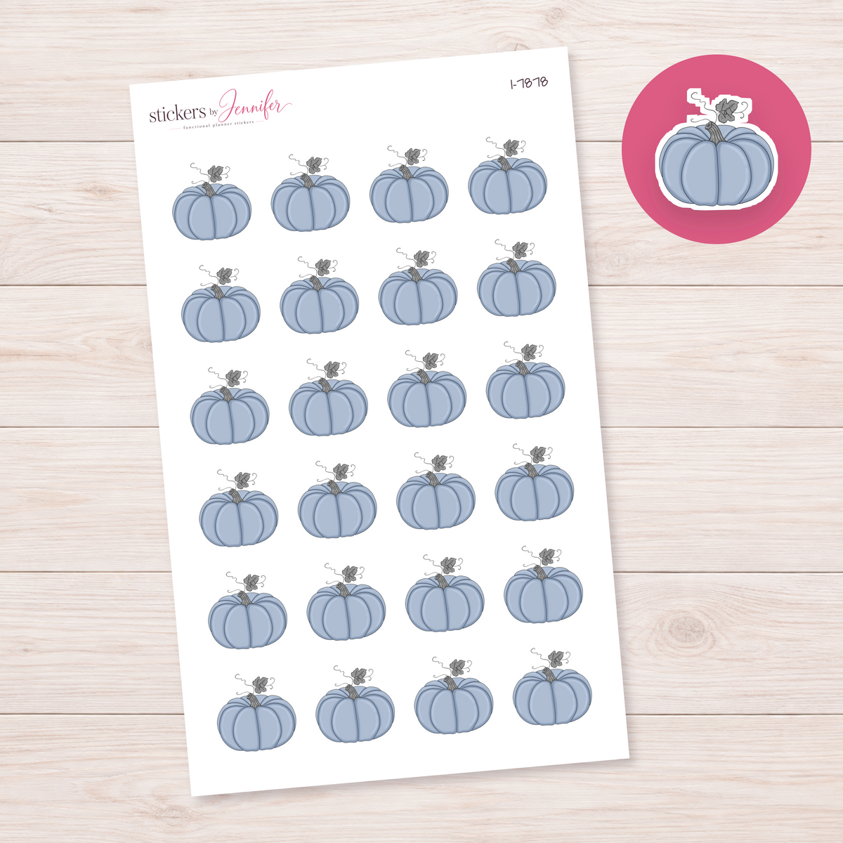 Soft Blue Pumpkin Planner Stickers | I-7878