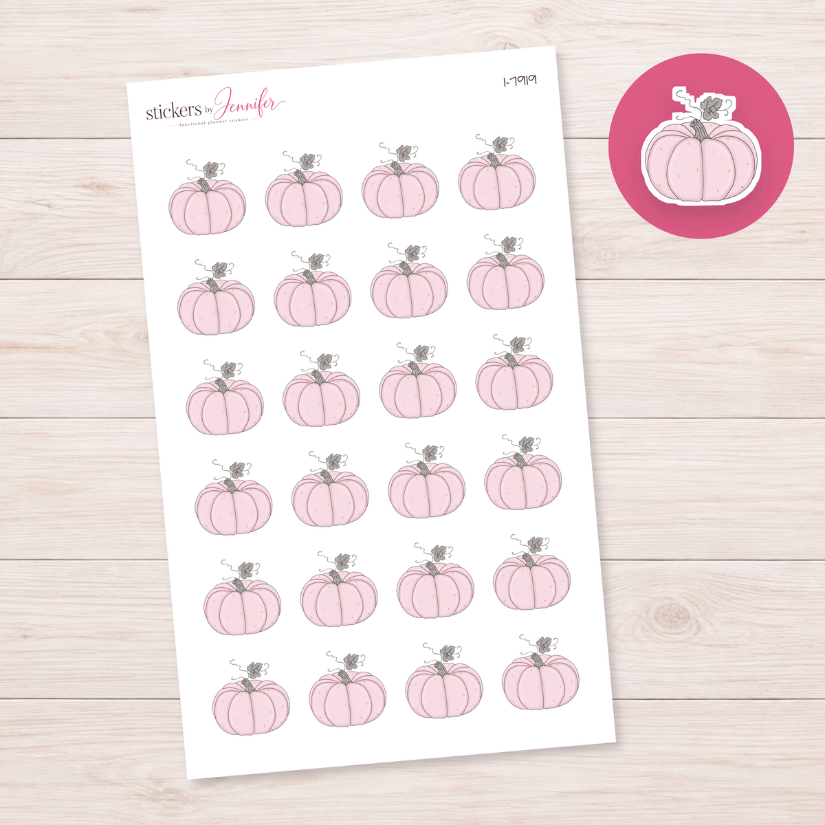 Pale Pink Pumpkin Planner Stickers | I-7919
