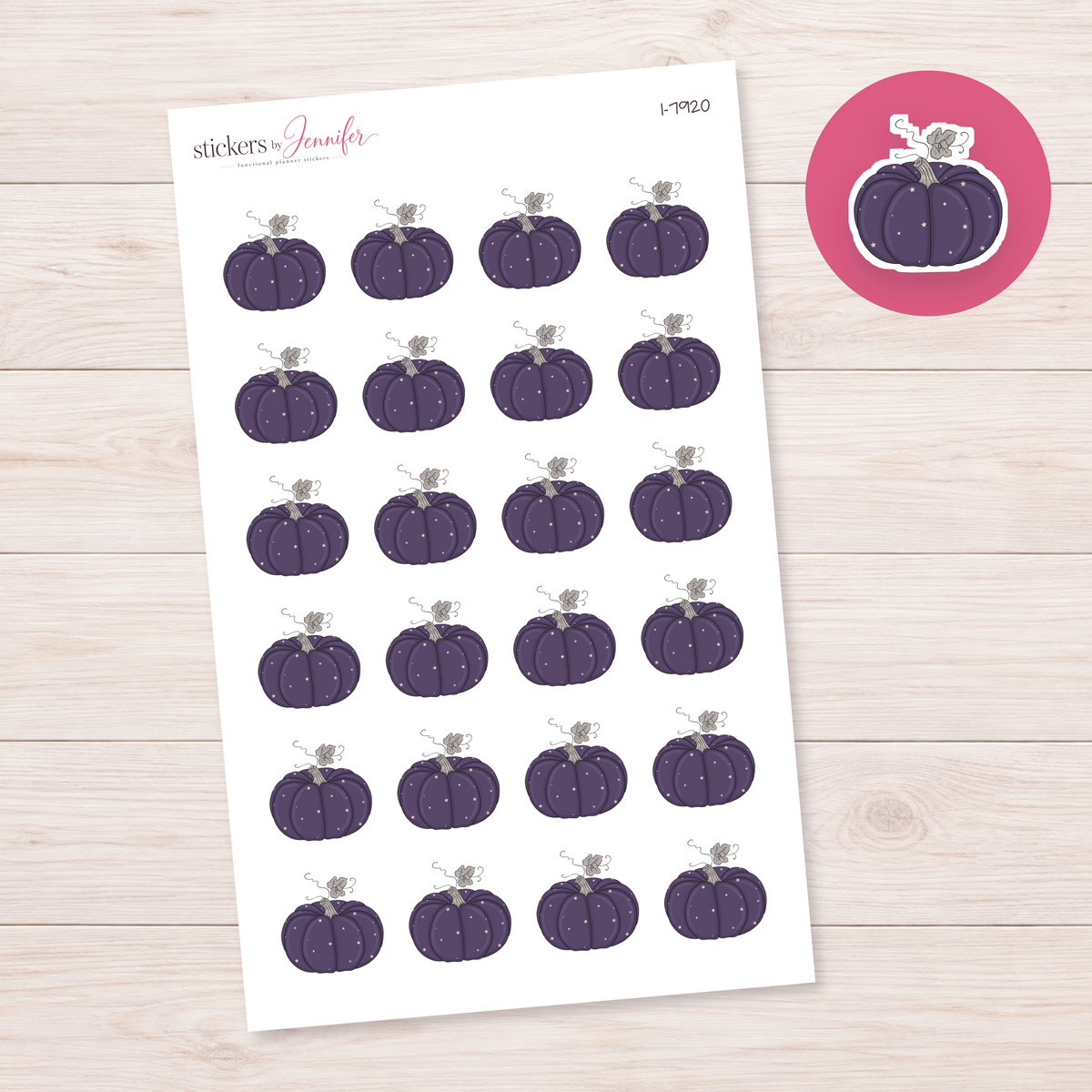 Purple Starry Pumpkin Planner Stickers | I-7920