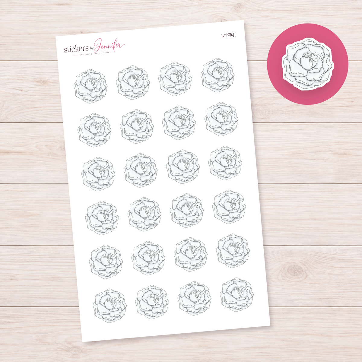 Pale Blue Rose Planner Stickers | I-7941