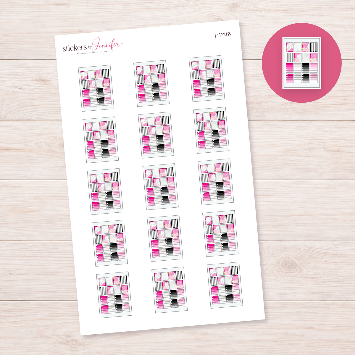 Pink Planner Sticker Sheet Planner Stickers | I-7948