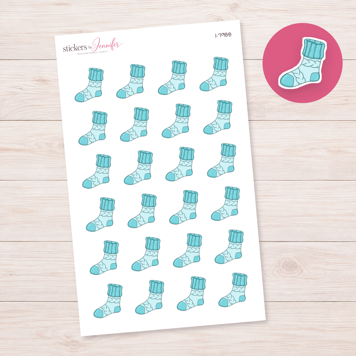Aqua Knit Sock Planner Stickers | I-7988