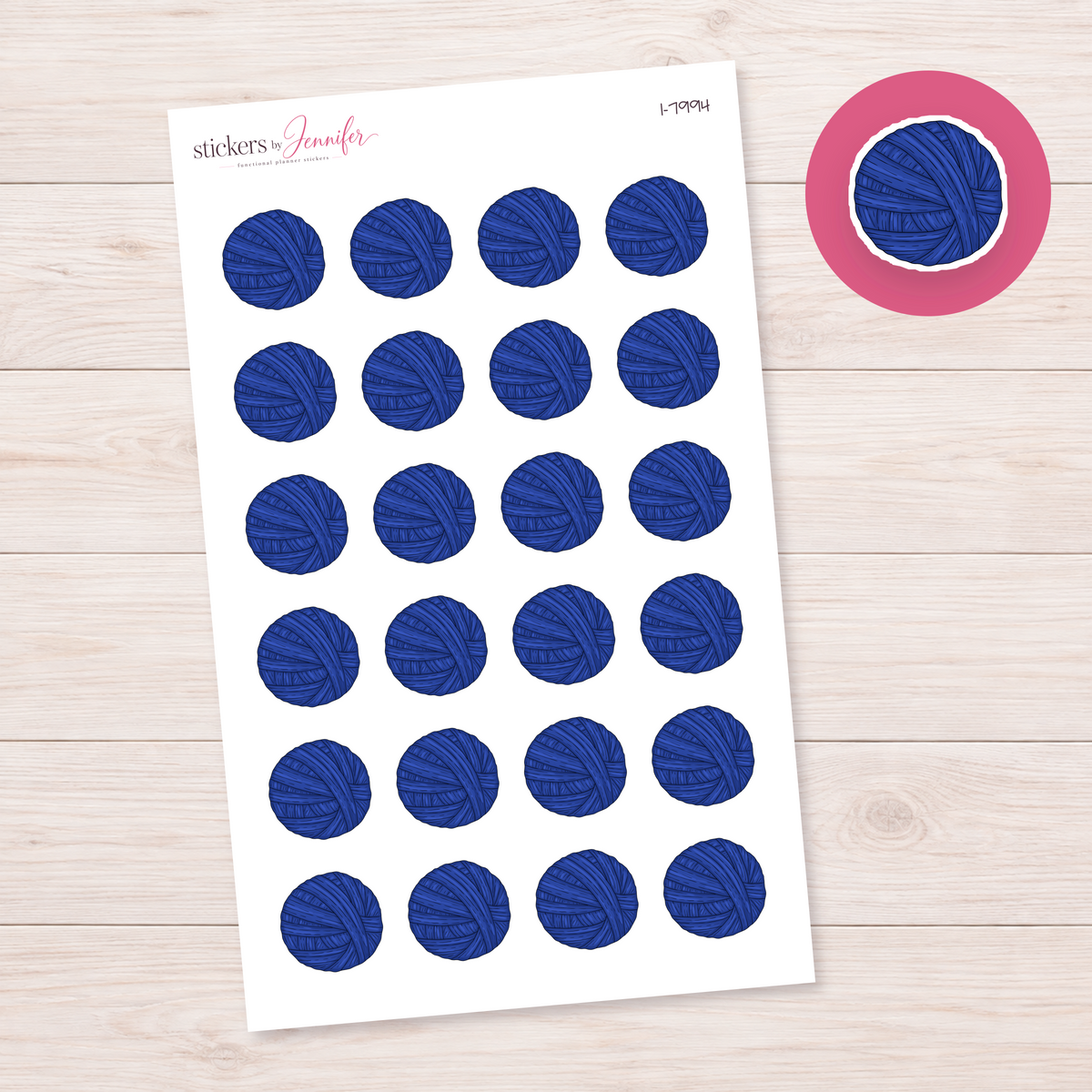 Blue Yarn Ball Planner Stickers | I-7994