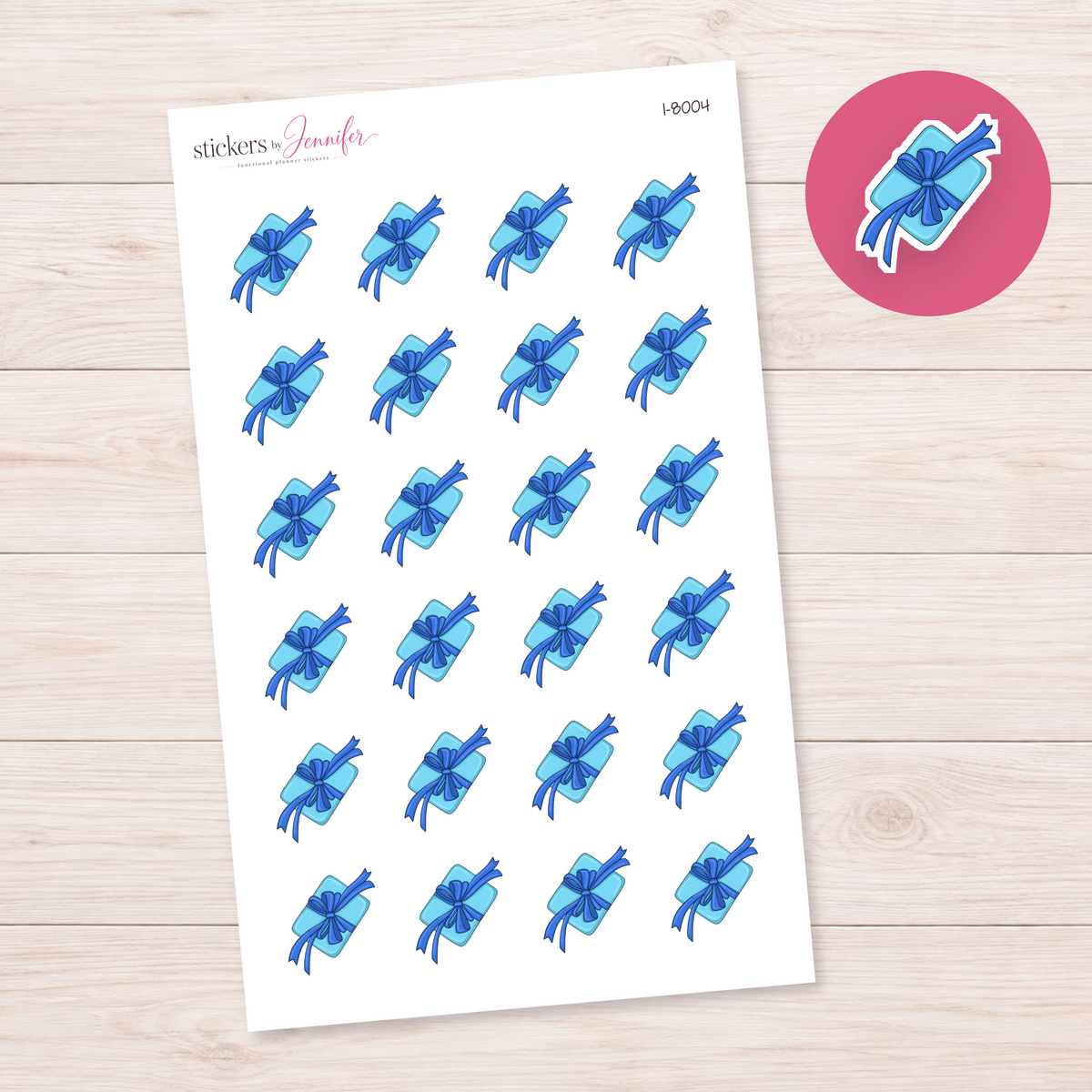 Blue Ribbon Gift Planner Stickers | I-8004