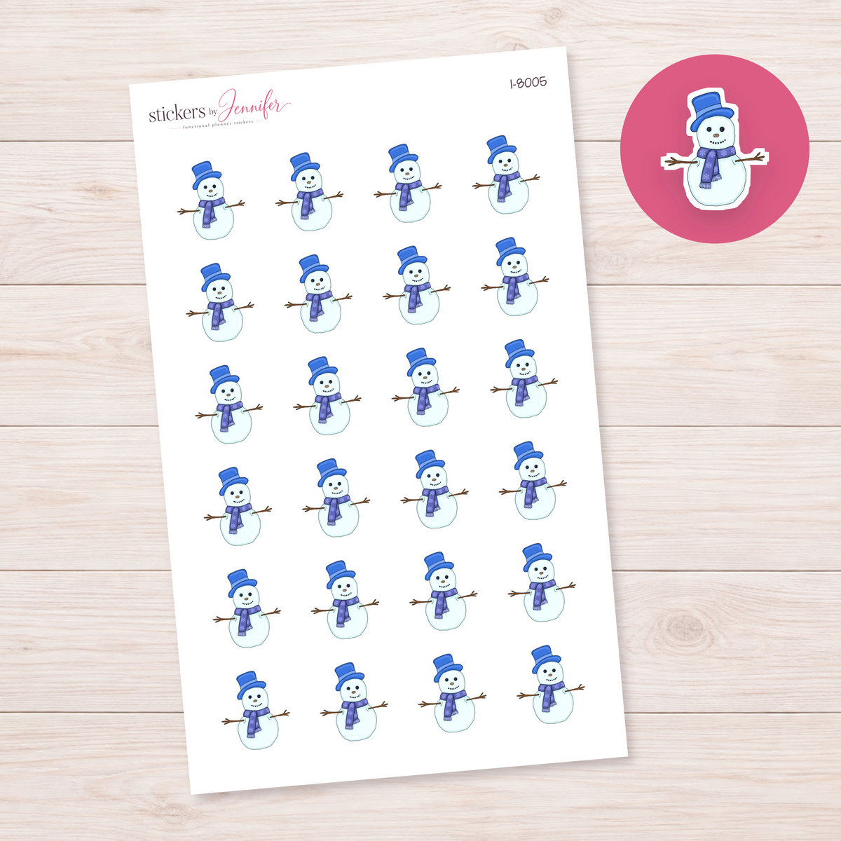 Blue-Hatted Snowman Planner Stickers | I-8005