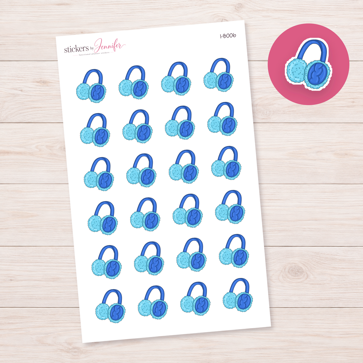 Blue Earmuffs Planner Stickers | I-8006