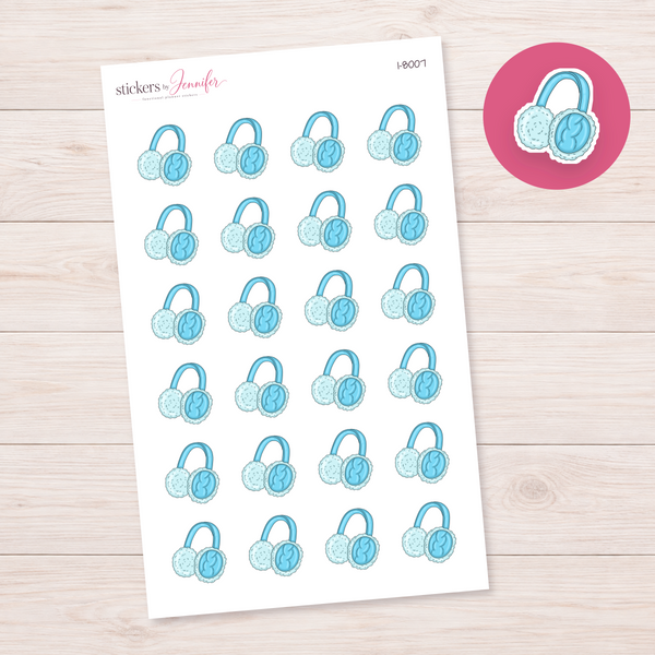 Aqua Knit Earmuffs Planner Stickers | I-8007