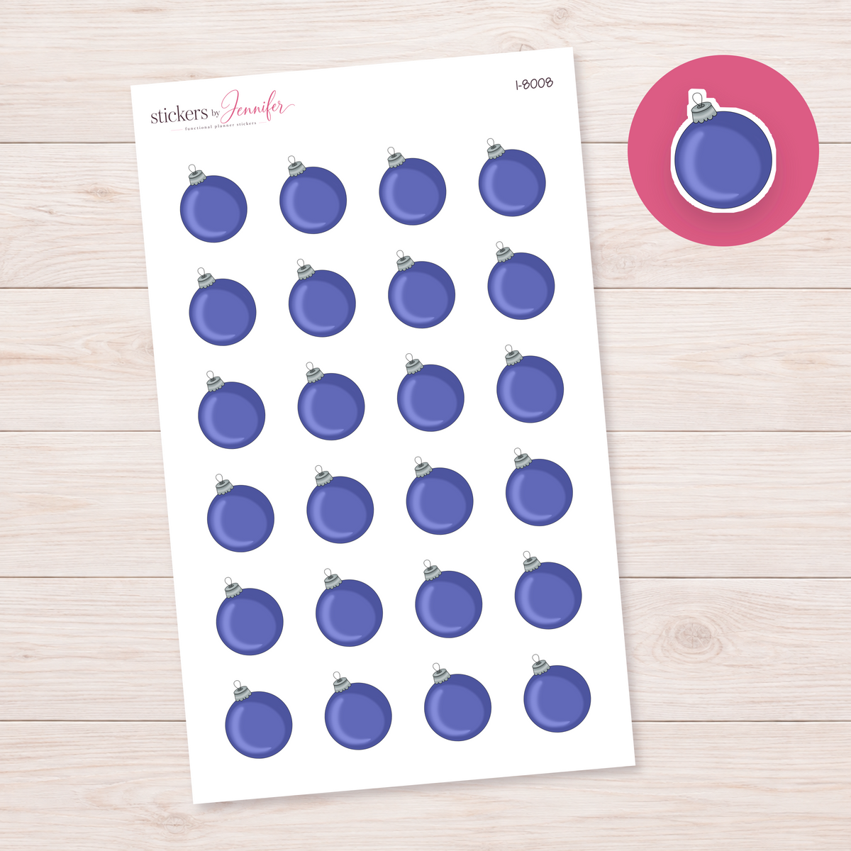 Blue Christmas Bauble Planner Stickers | I-8008