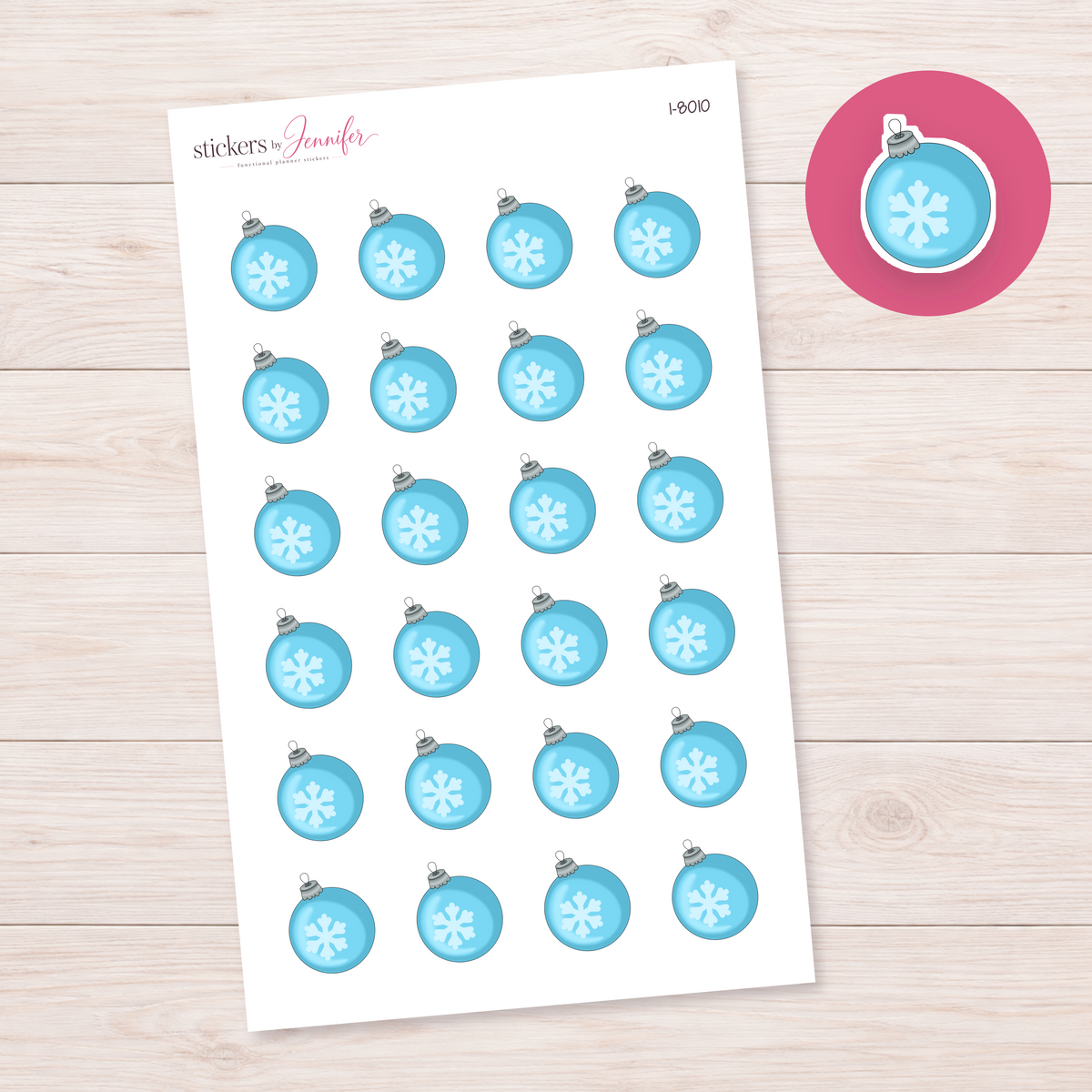 Blue Snowflake Bauble Planner Stickers | I-8010