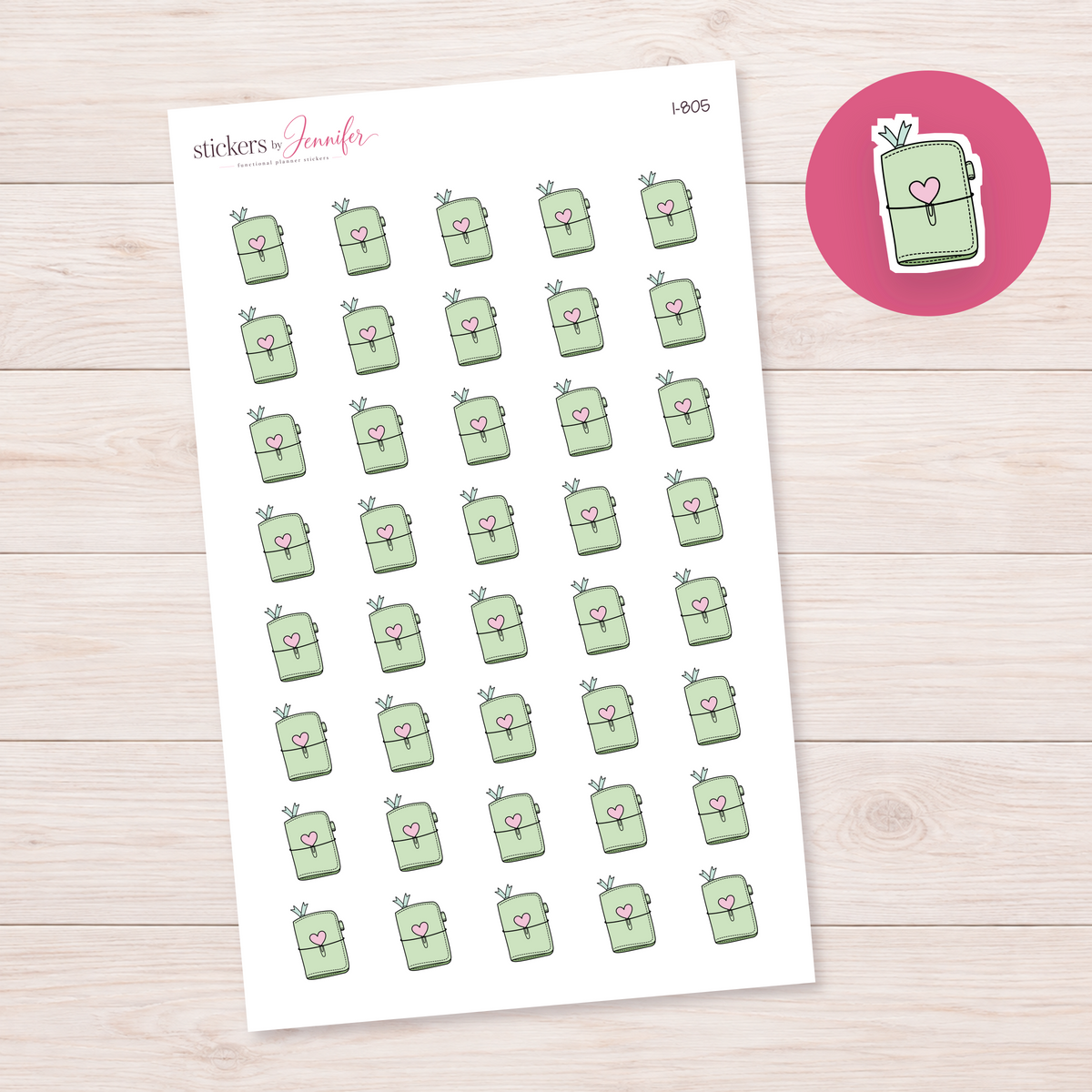 Mint Heart Planner Planner Stickers | I-805