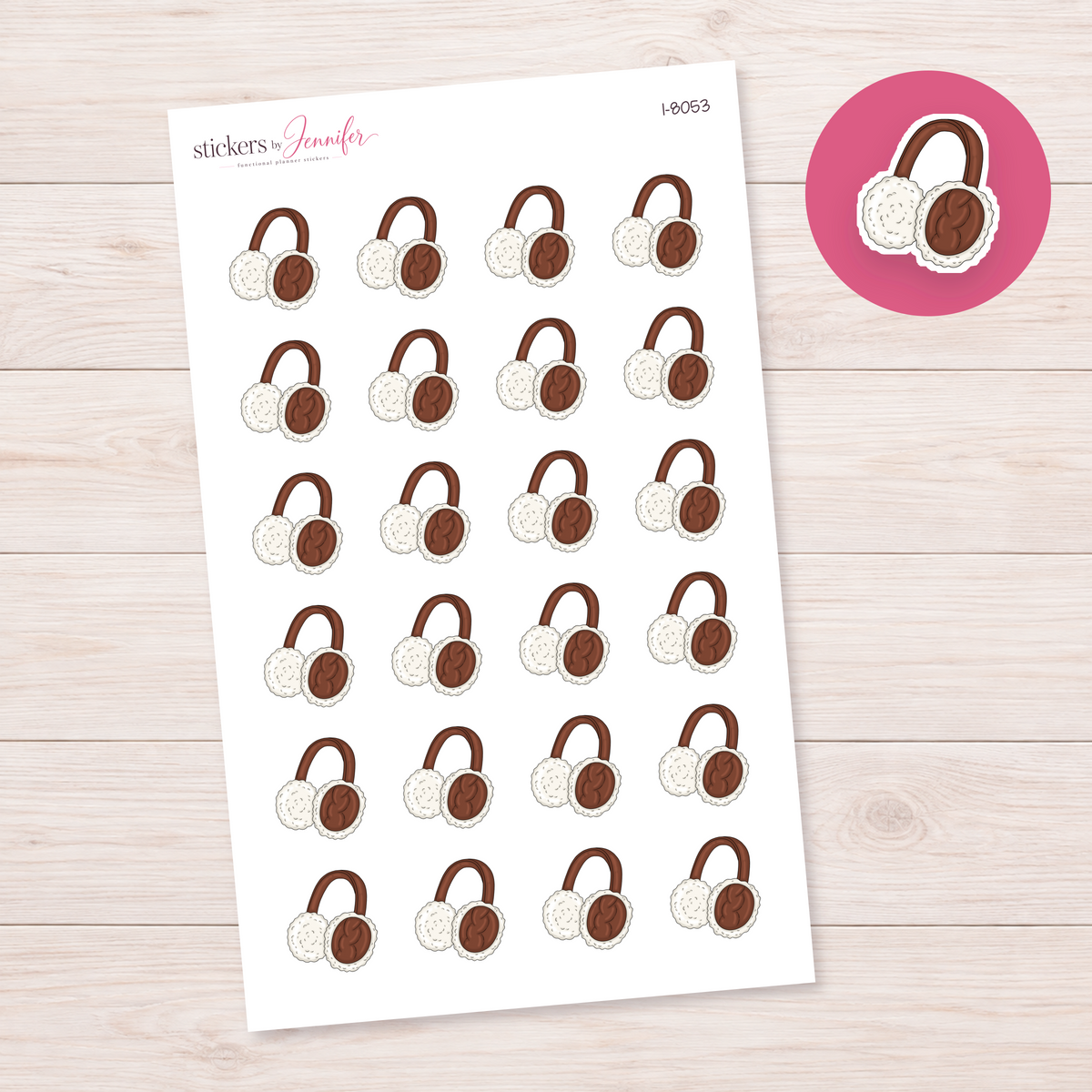 Brown and Cream Earmuffs Planner Stickers | I-8053