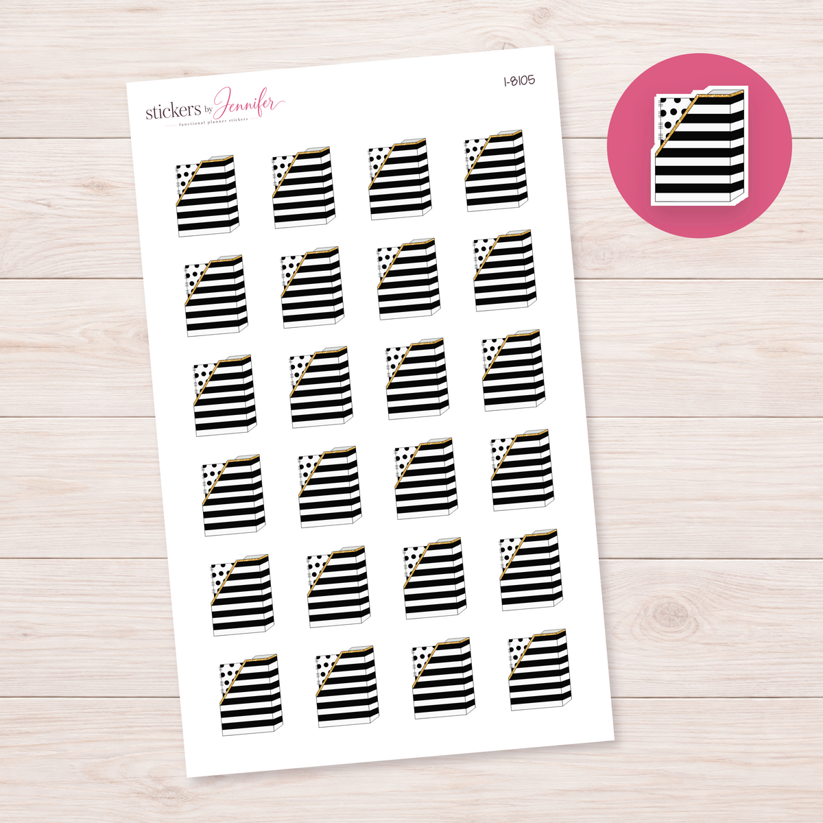 Striped File Holder Planner Stickers | I-8105