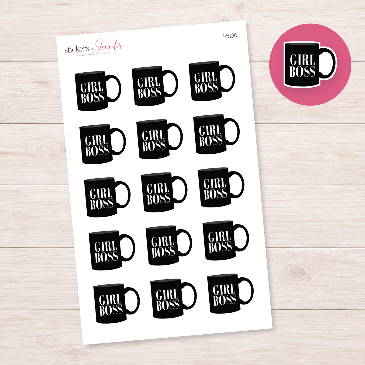 Black Girl Boss Mug Planner Stickers | I-8108