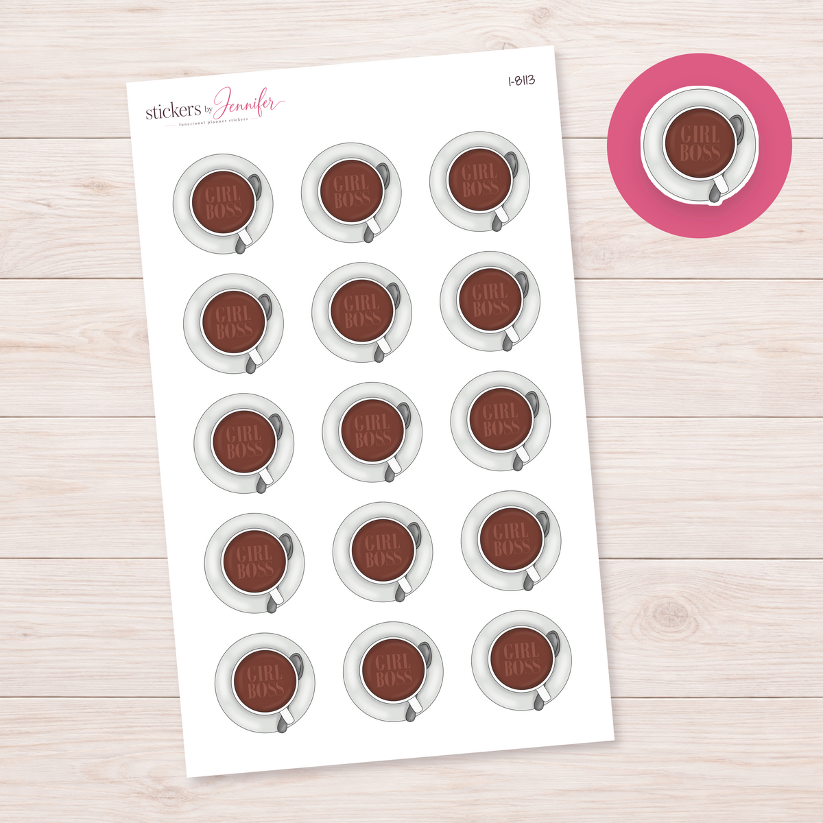 Girl Boss Coffee Cup Planner Stickers | I-8113