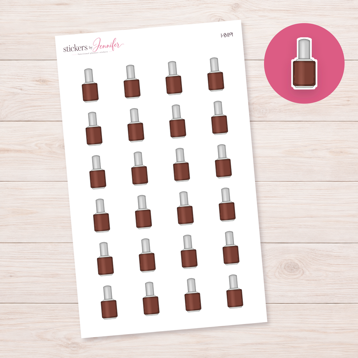 Brown Nail Polish Planner Stickers | I-8119