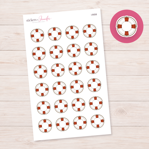 White and Orange Life Ring Planner Stickers | I-8158