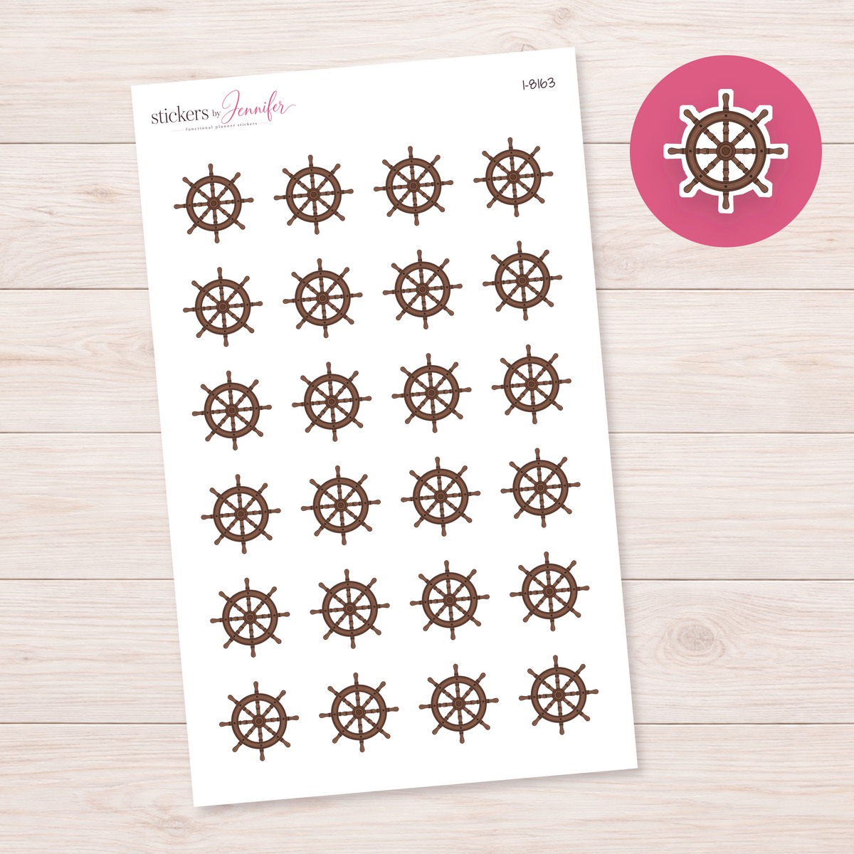 Brown Ship's Wheel Planner Stickers | I-8163