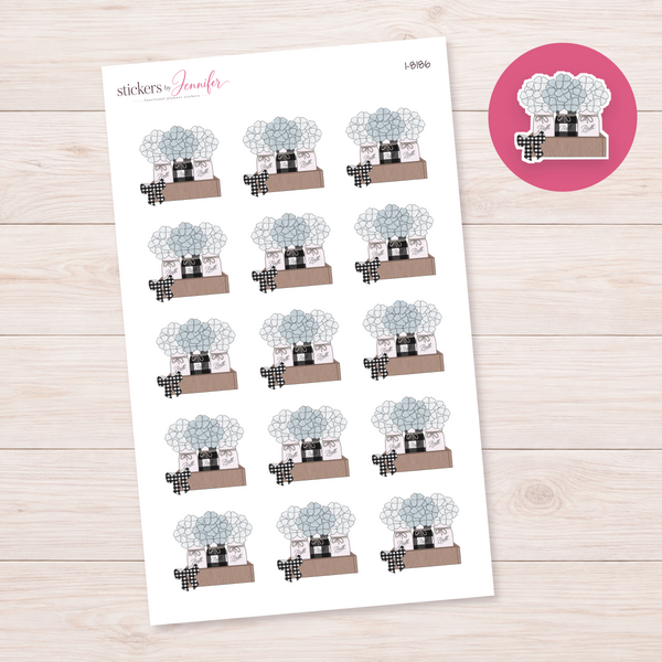 White and Blue Flower Jars Planner Stickers | I-8186