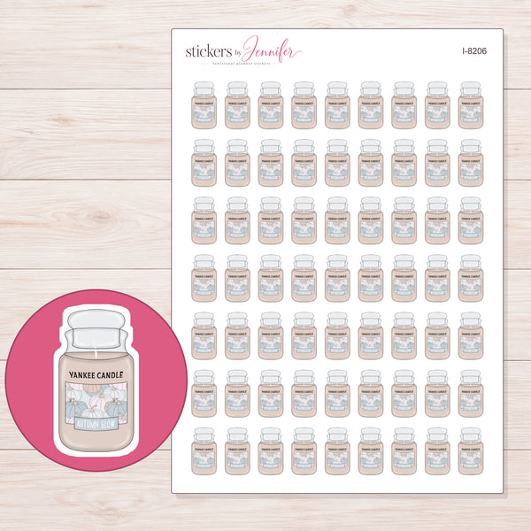 Autumn Glow Candle Jar Planner Stickers | I-8206 — enlarged contour-cut detail