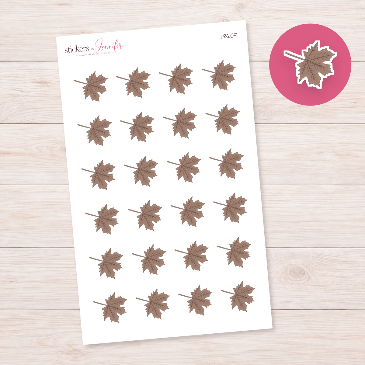 Brown Autumn Leaf Planner Stickers | I-8209
