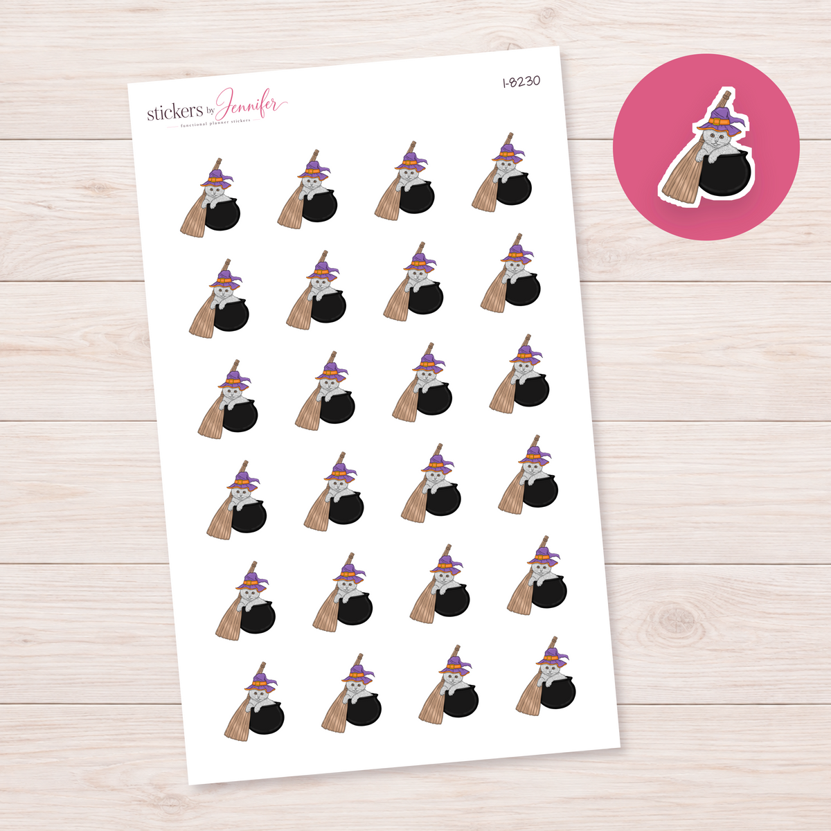 Witch Cat in Cauldron Planner Stickers | I-8230