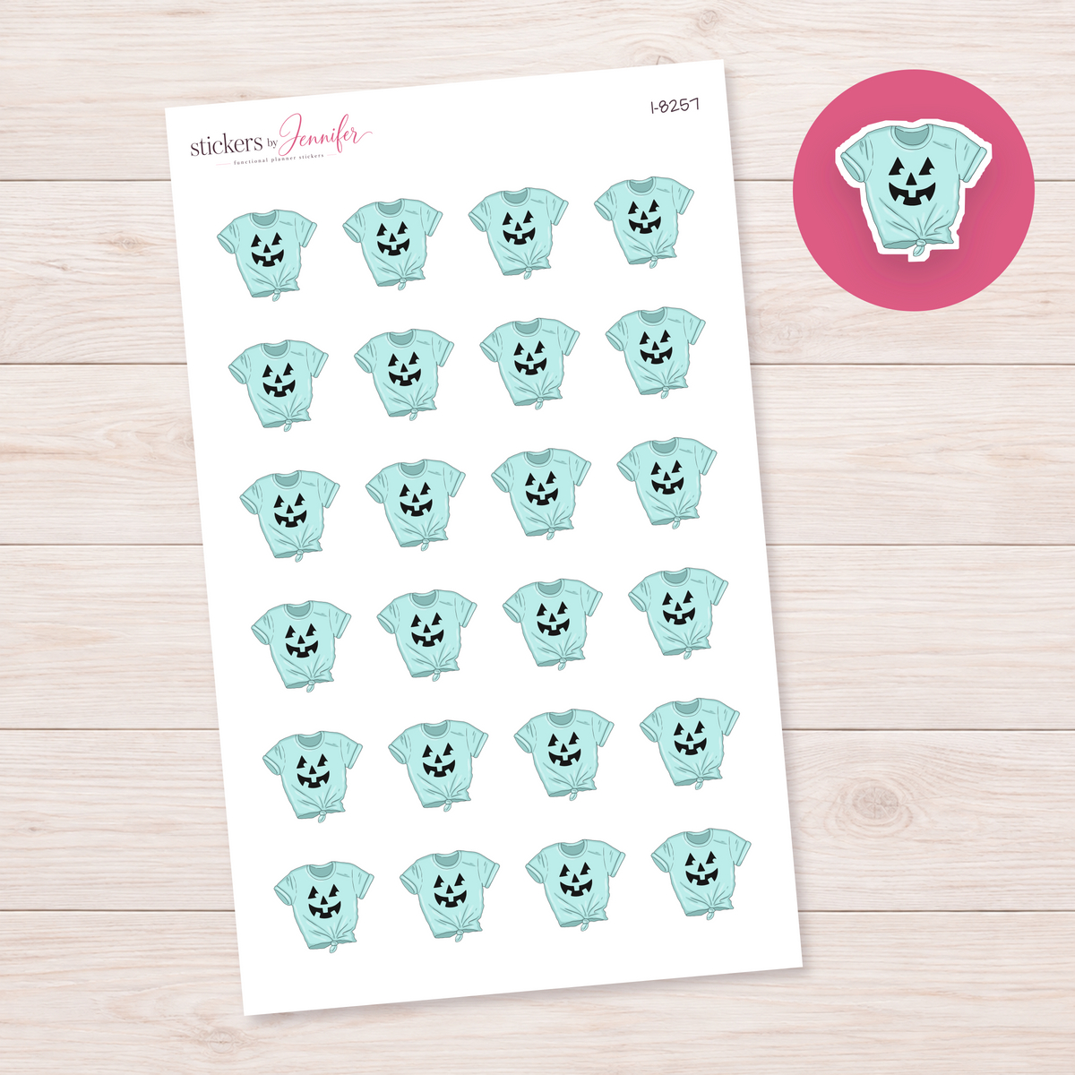 Mint Pumpkin T-Shirt Planner Stickers | I-8257