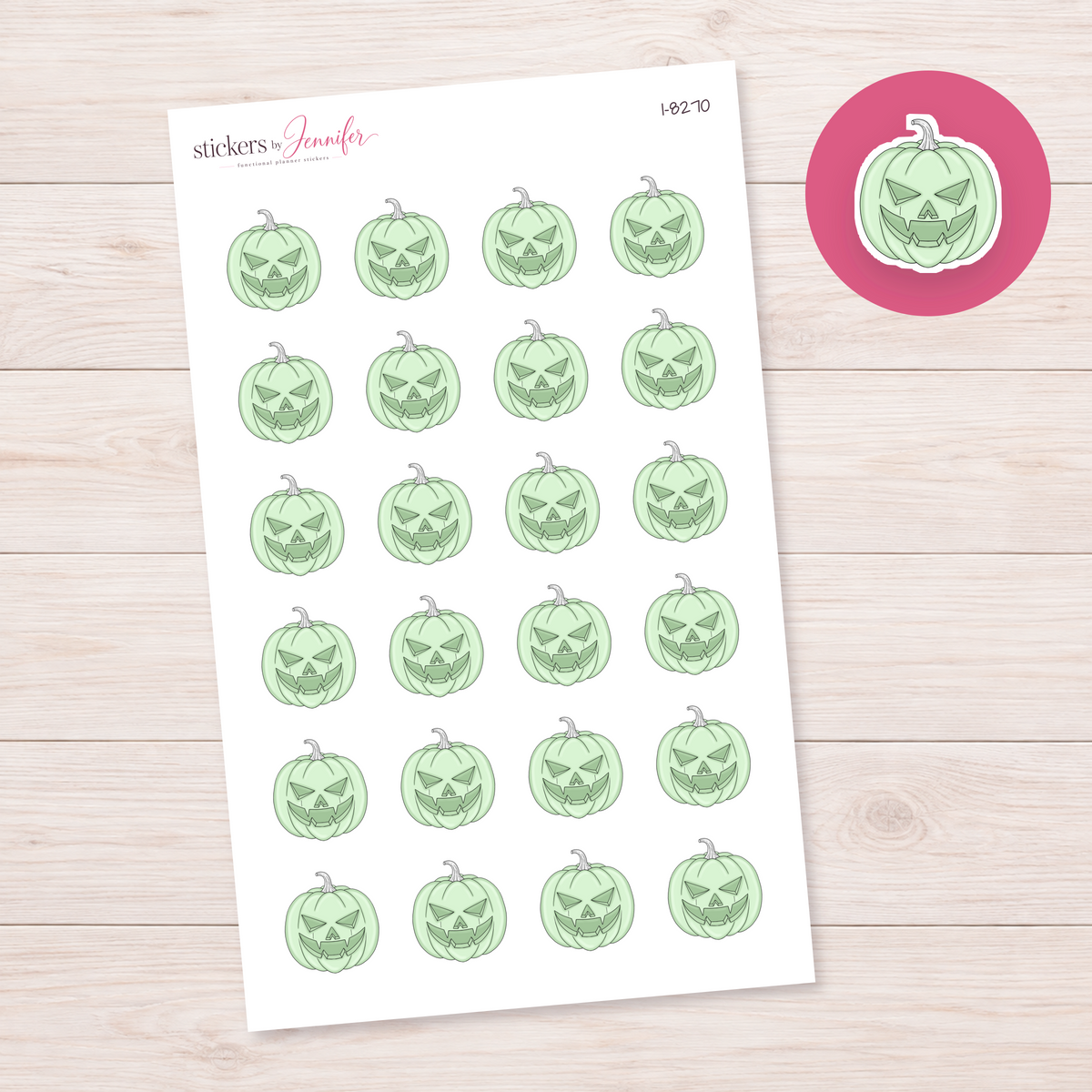 Mint Angular Pumpkin Planner Stickers | I-8270