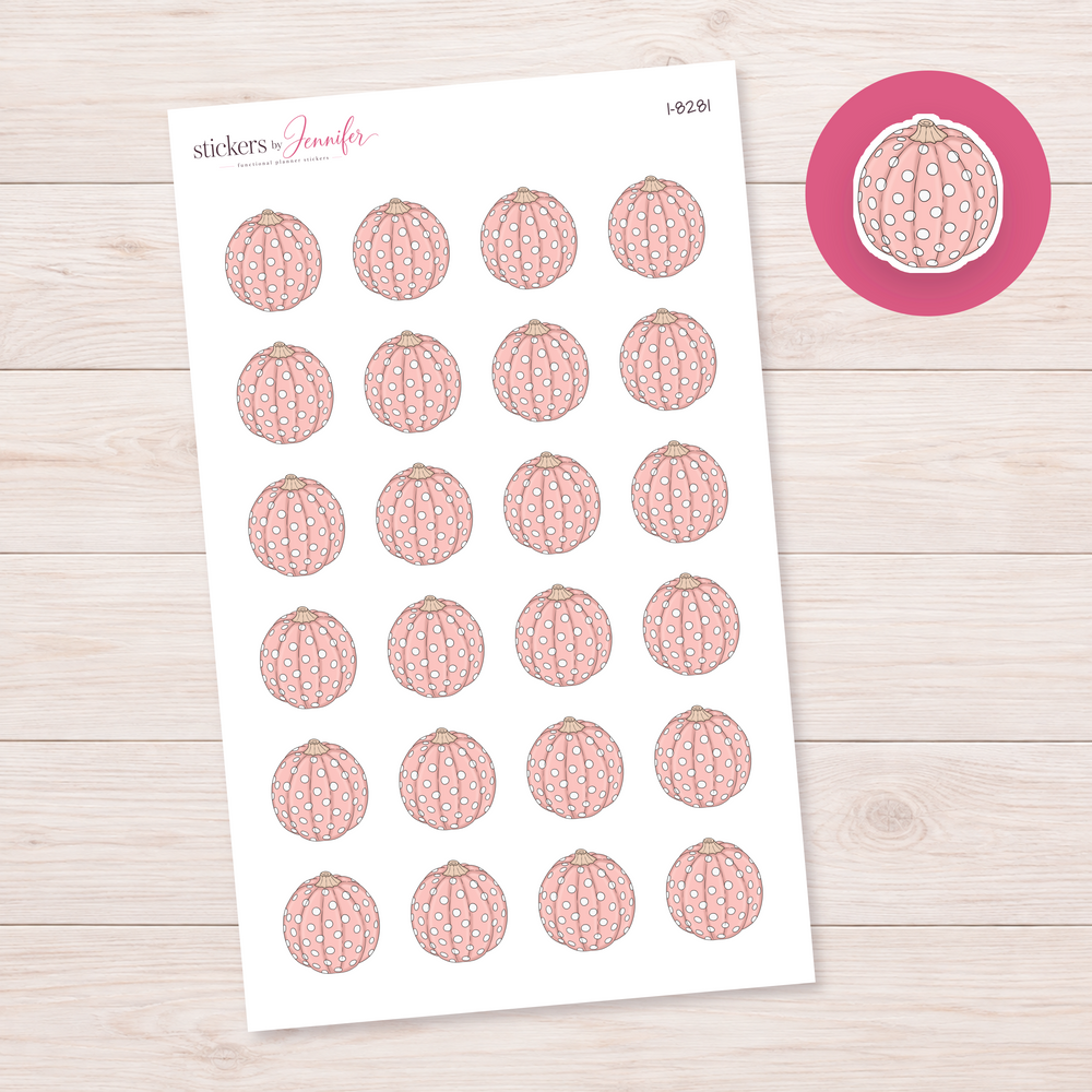 Pink Dotted Pumpkin Planner Stickers | I-8281