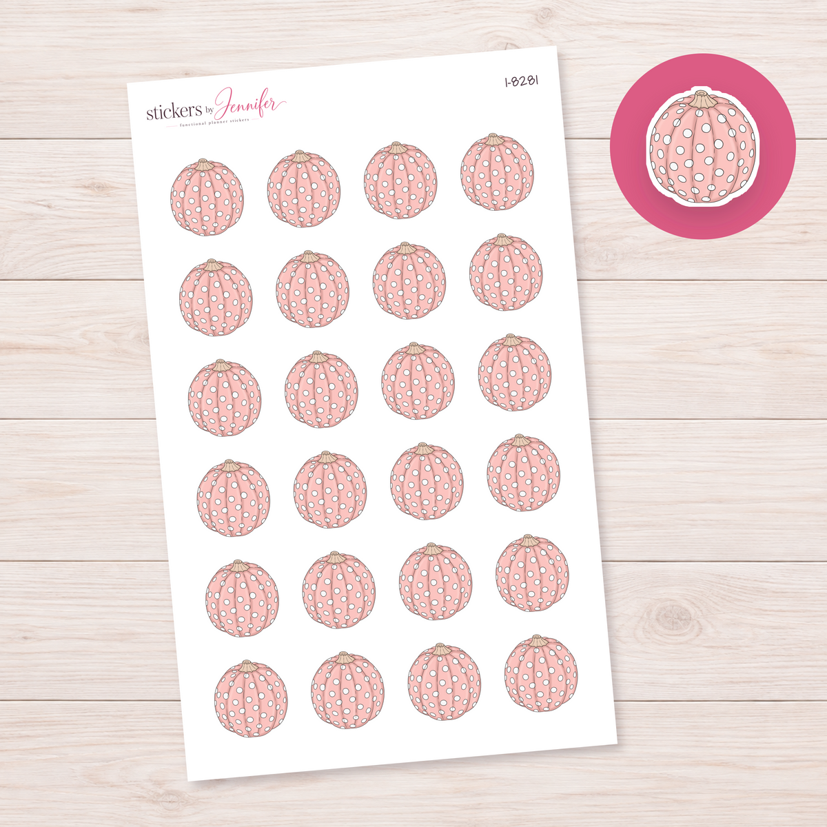 Pink Dotted Pumpkin Planner Stickers | I-8281