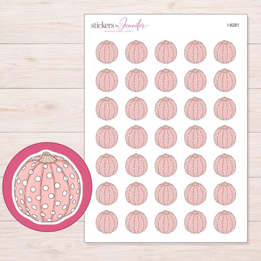 Pink Dotted Pumpkin Planner Stickers | I-8281