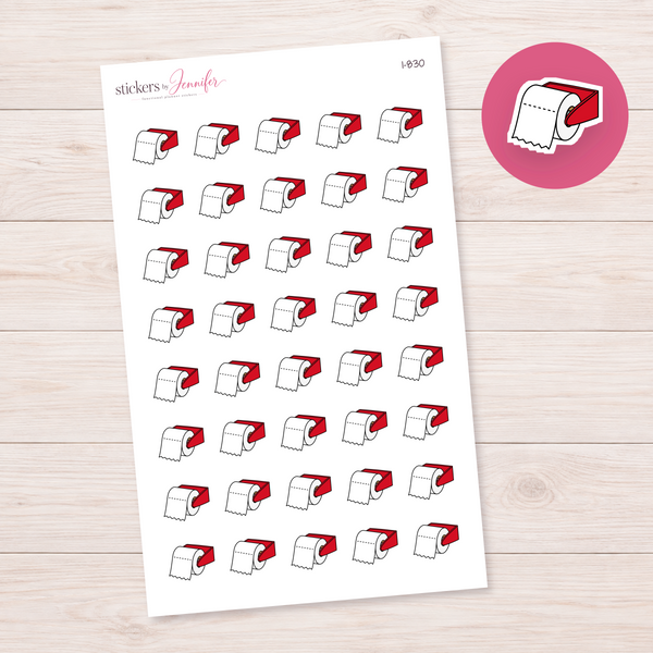 Red Toilet Paper Holder Planner Stickers | I-830