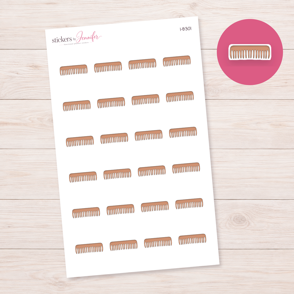 Peach Hair Comb Planner Stickers | I-8301