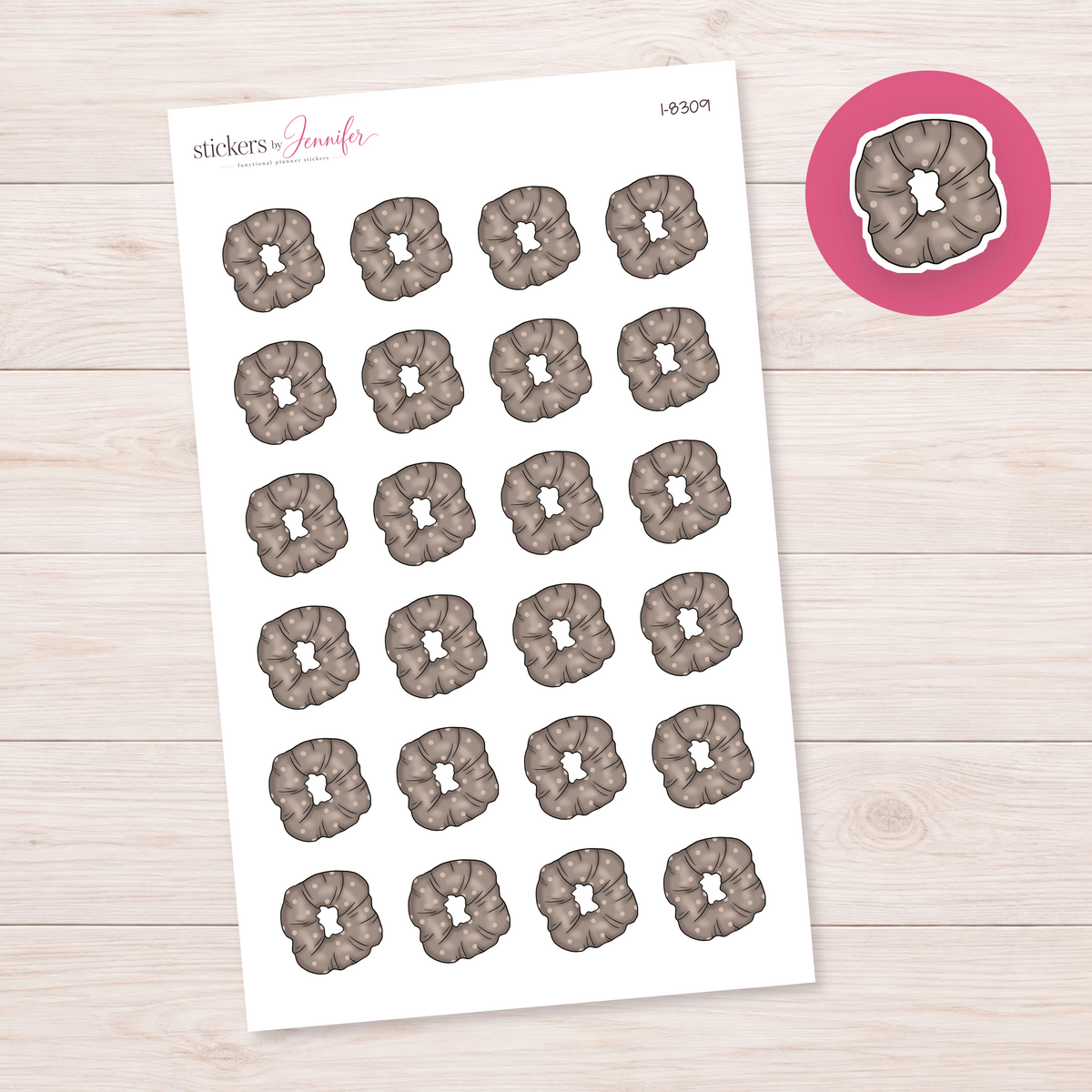 Taupe Dotted Scrunchie Planner Stickers | I-8309
