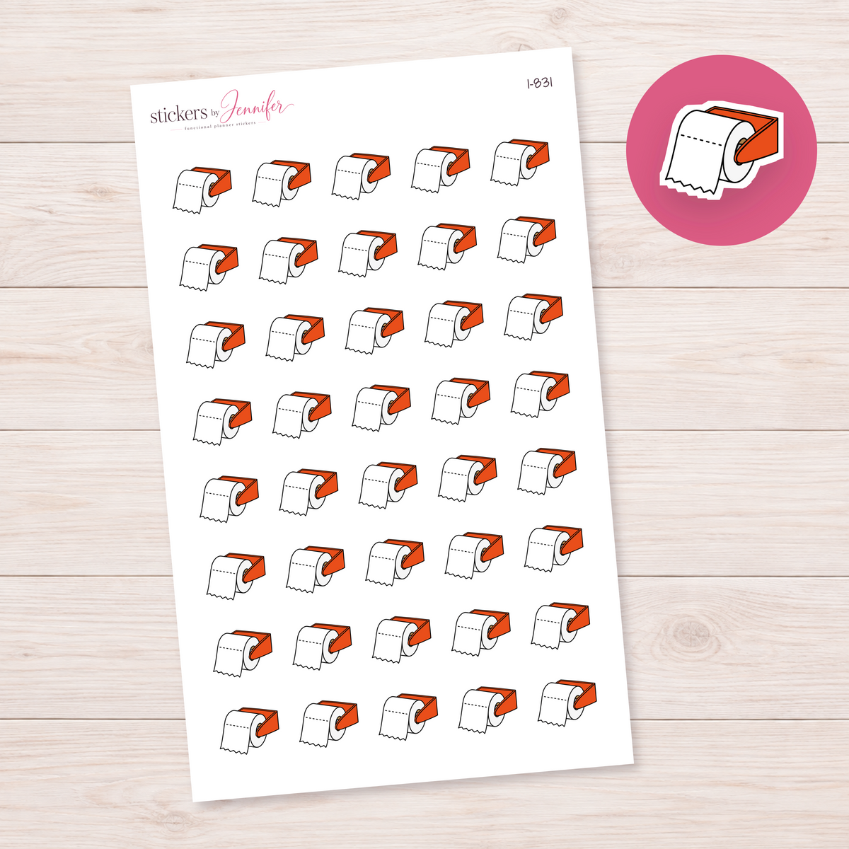 Orange Toilet Paper Holder Planner Stickers | I-831