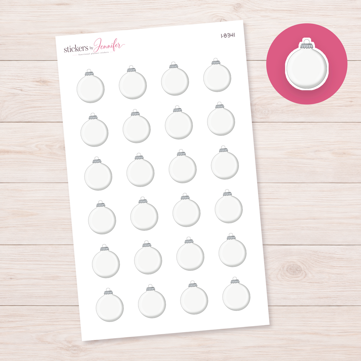White Round Bauble Planner Stickers | I-8341