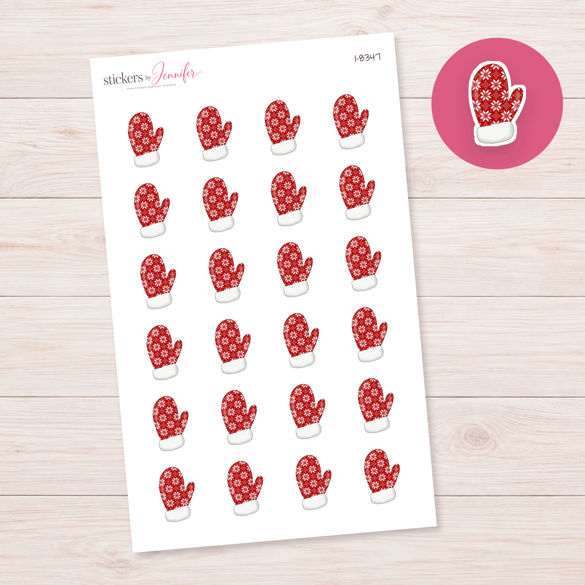 Red Winter Mitten Planner Stickers | I-8347
