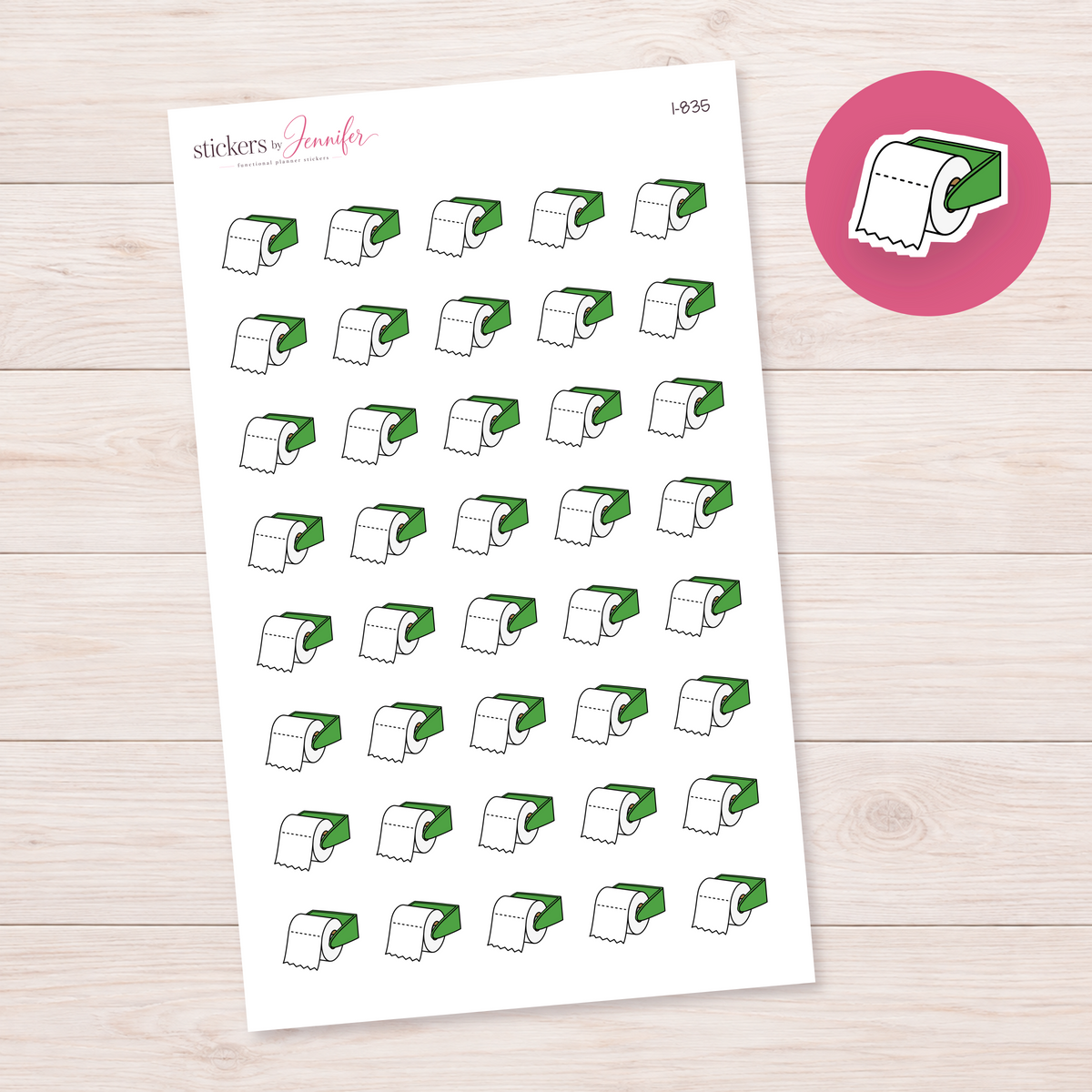 Green Toilet Paper Holder Planner Stickers | I-835