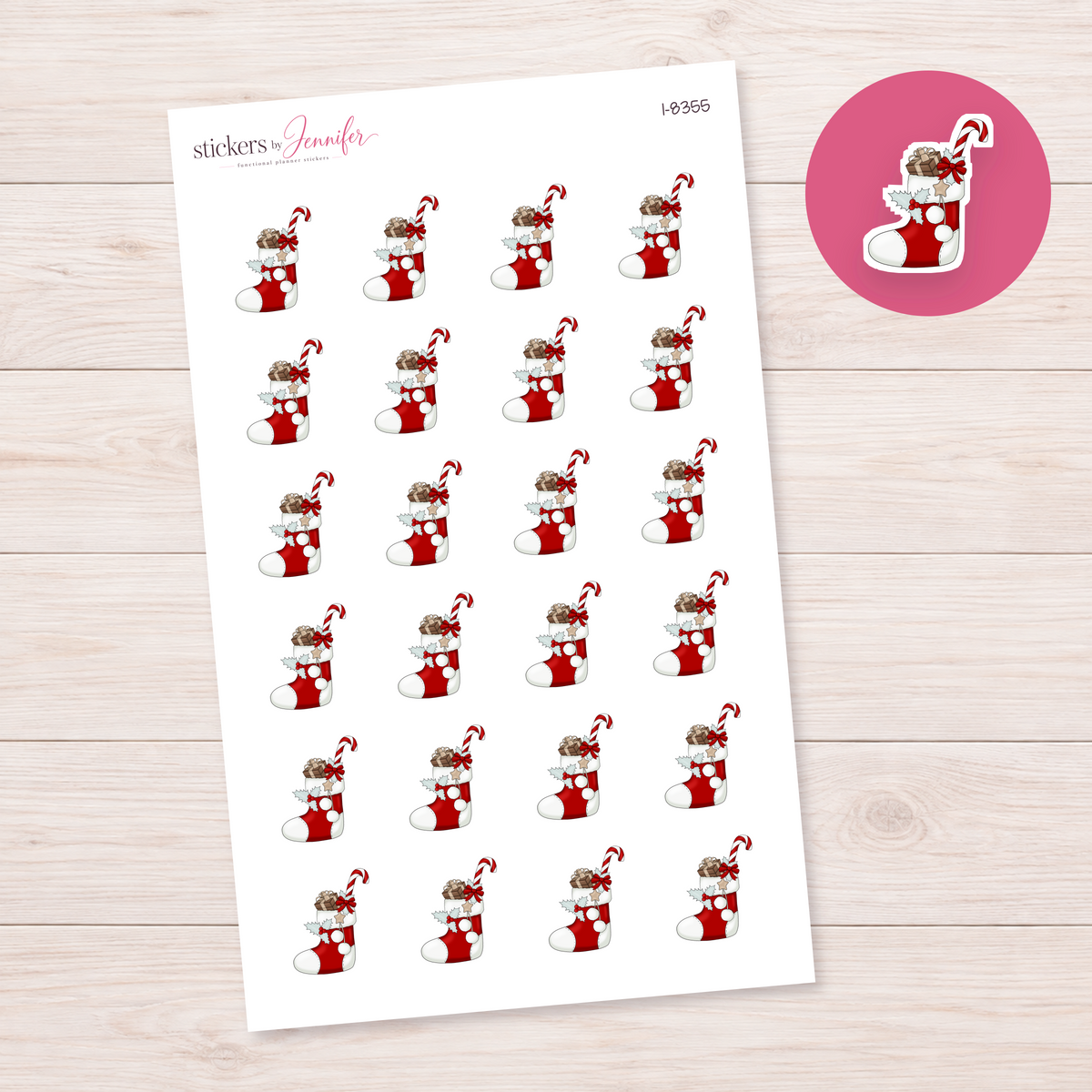 Red and White Gift Stocking Planner Stickers | I-8355