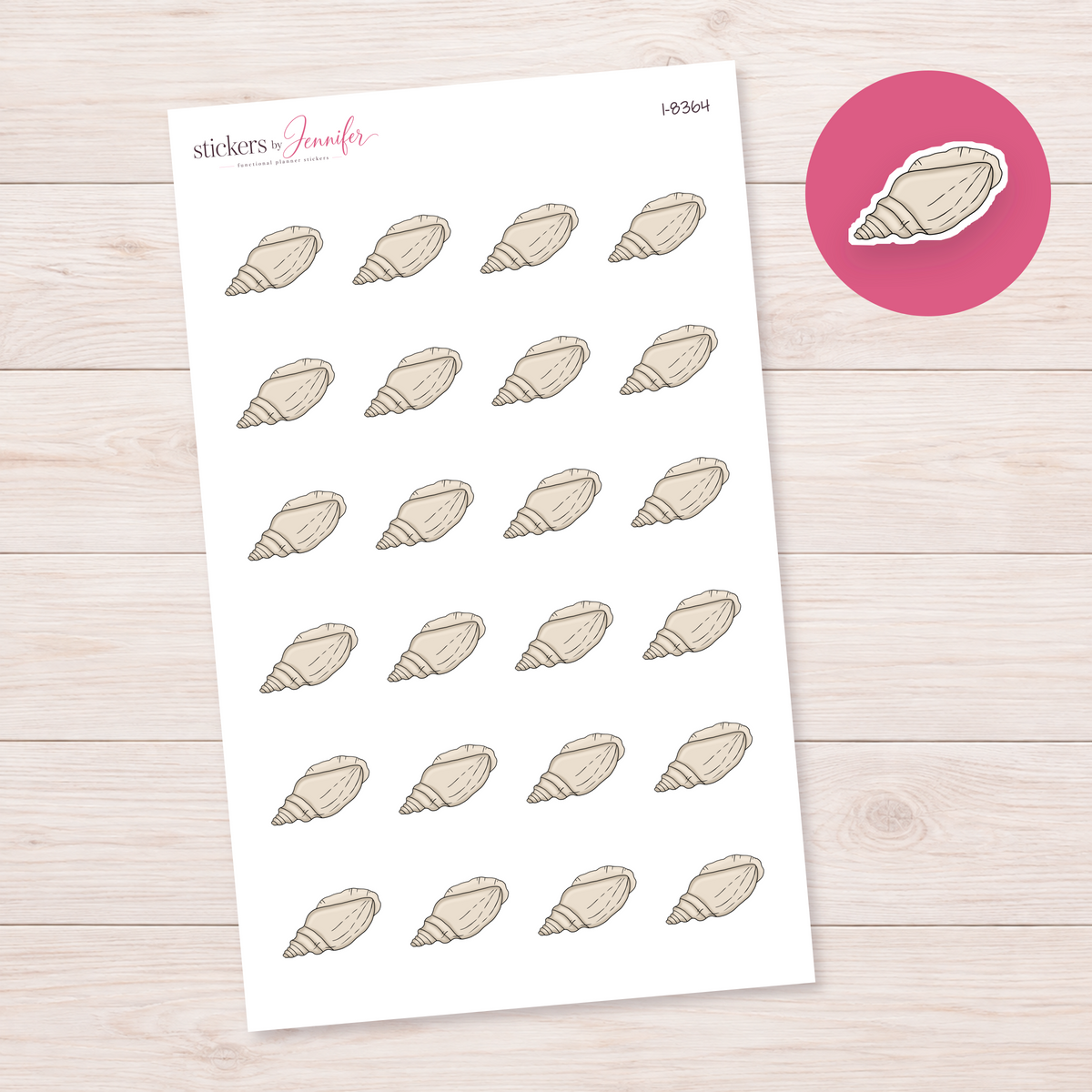 Cream Seashell Planner Stickers | I-8364