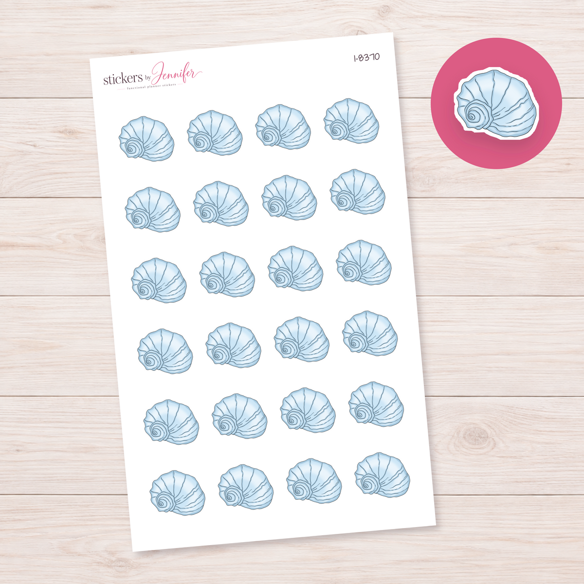 Blue Spiral Shell Planner Stickers | I-8370