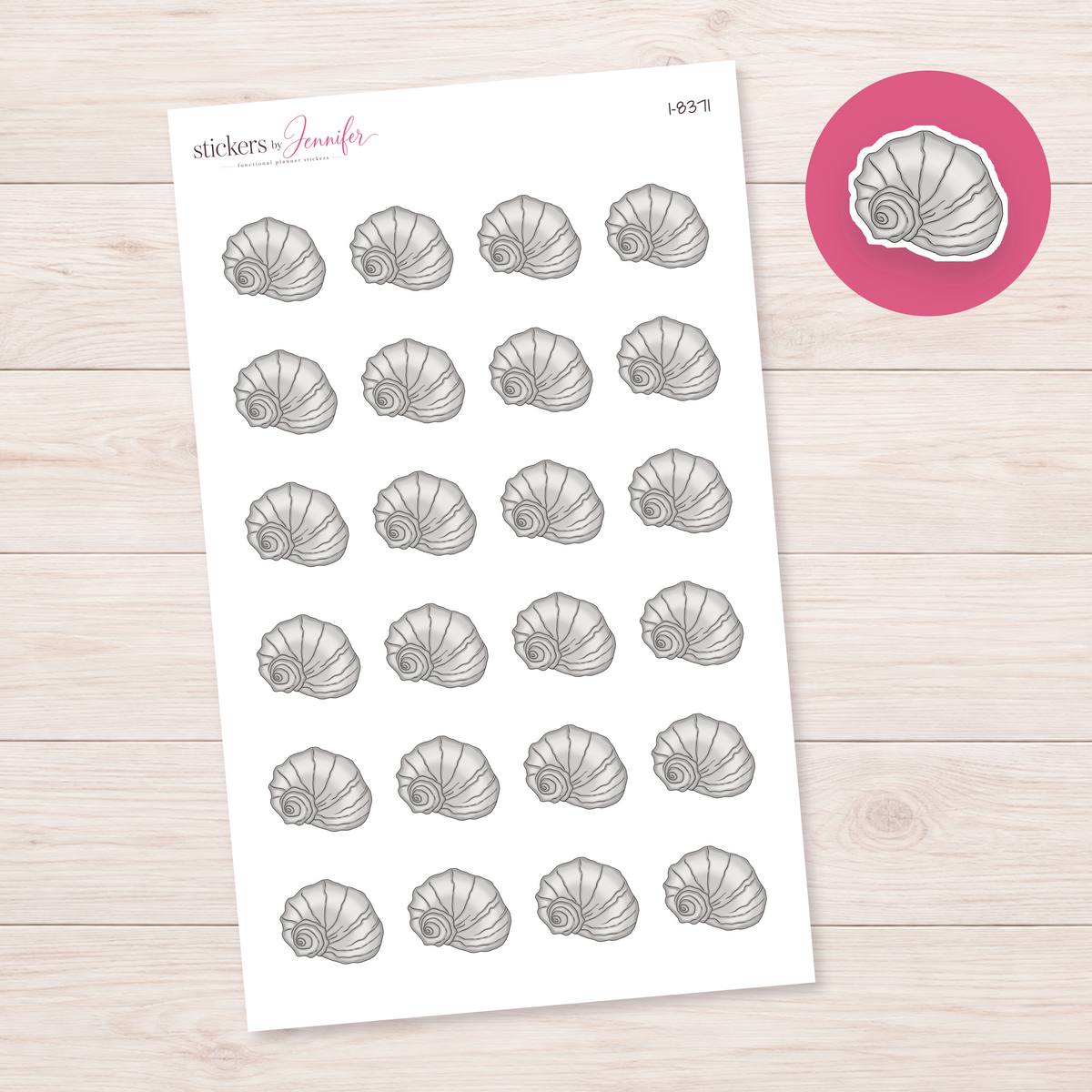 Gray Seashell Planner Stickers | I-8371