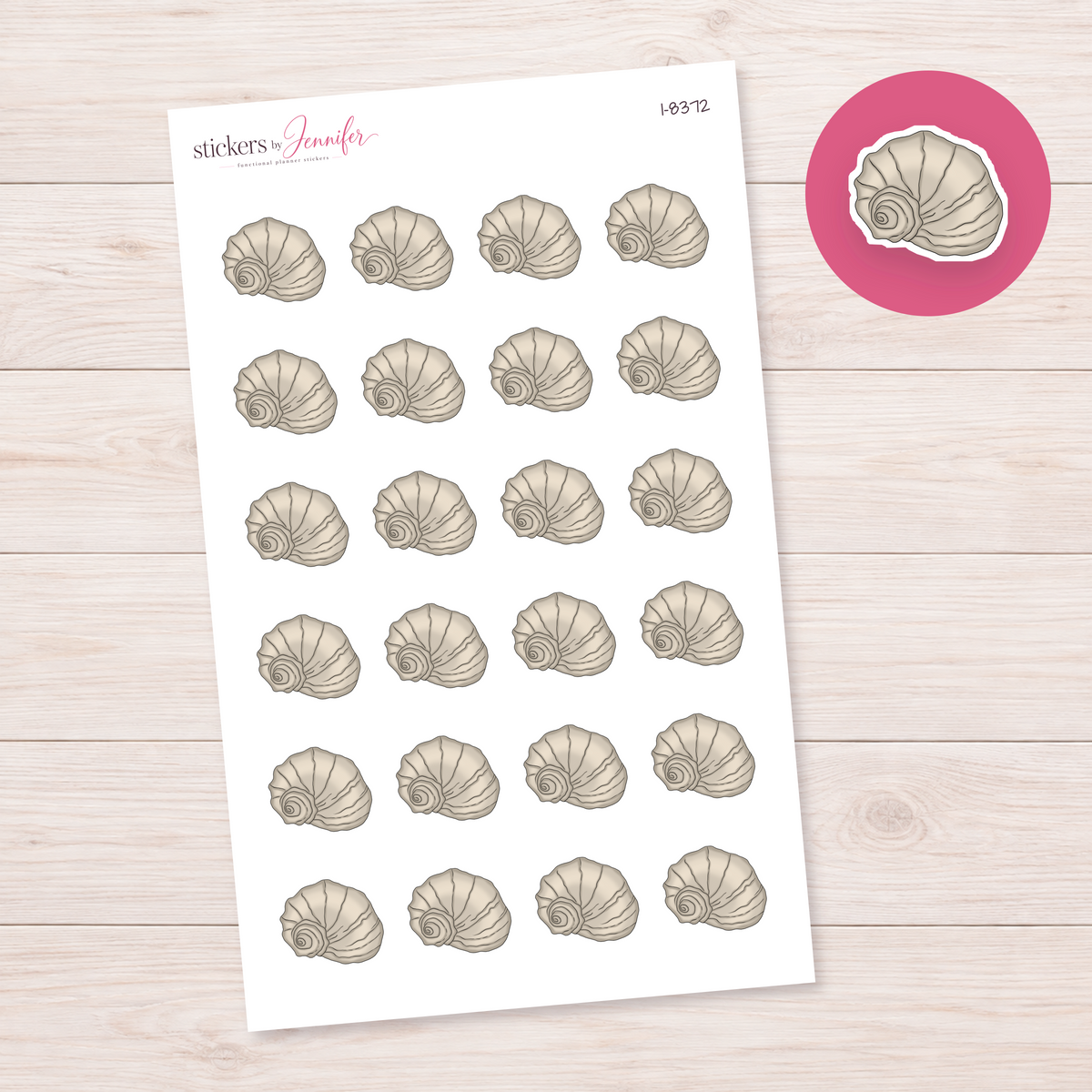 Taupe Spiral Shell Planner Stickers | I-8372